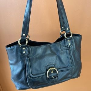 COACH F24961 CAMPBELL LEATHER BELLE CARRYALL• BLACK LEATHER